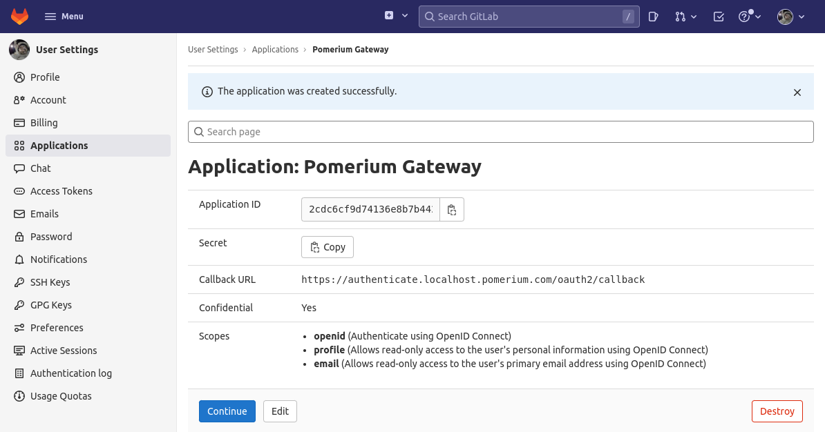 Gitlab OAuth Client ID and Secret