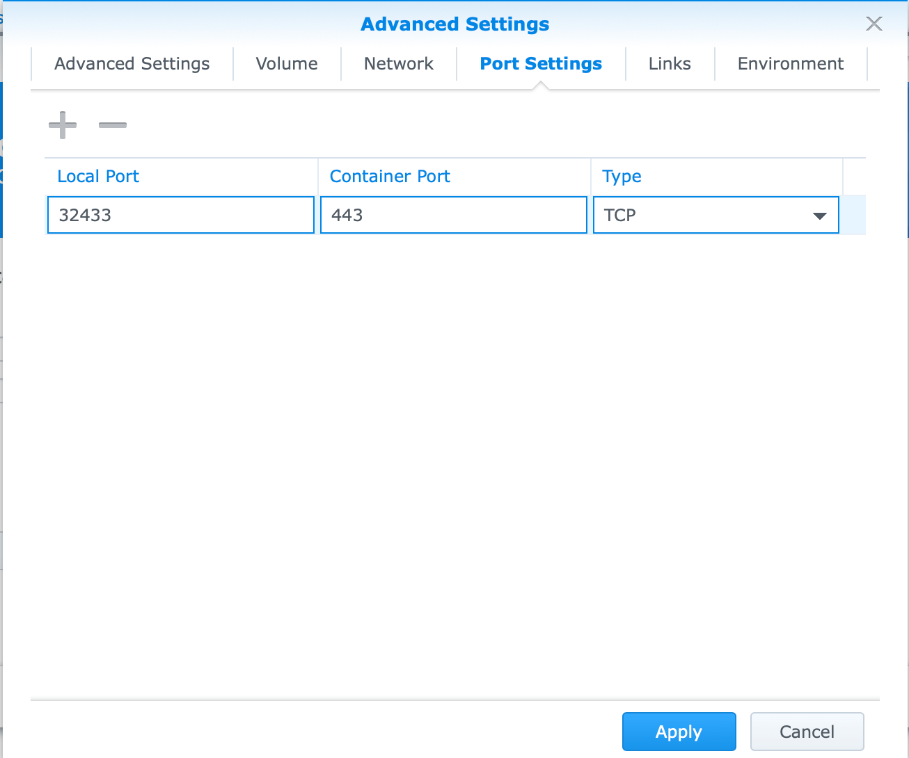 Synology pomerium port settings docker